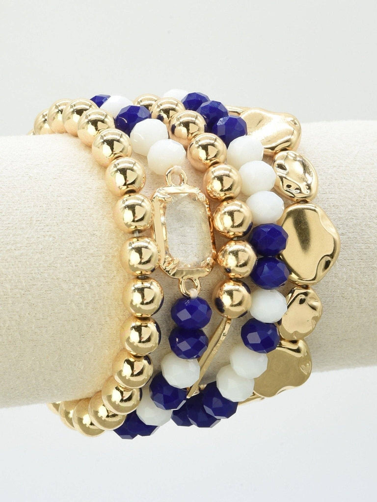 MiMi Wholesale - CB2286 CCB Multi Strand Bead Bracelet Set: Red White