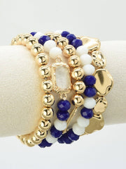 MiMi Wholesale - CB2286 CCB Multi Strand Bead Bracelet Set: Red White