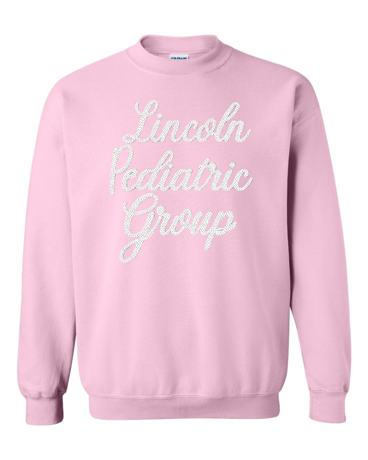LINCOLN PEDIATRIC GROUP - (BLACK/WHITE POLKA) - LIGHT PINK CREWNECK