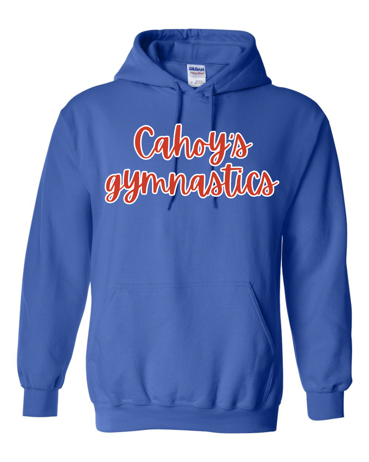 RED/WHITE CAHOY'S GYMNASTICS - BLUE HOODIE (YOUTH + ADULT)