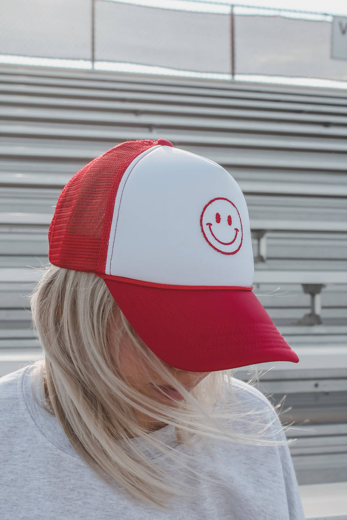 402threads - Smiley Trucker Hat - Red