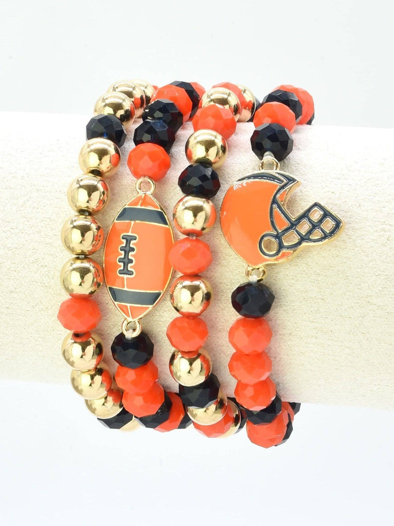 MiMi Wholesale - CB2301 Game Day Football Helmet Charm Bracelet: Red White