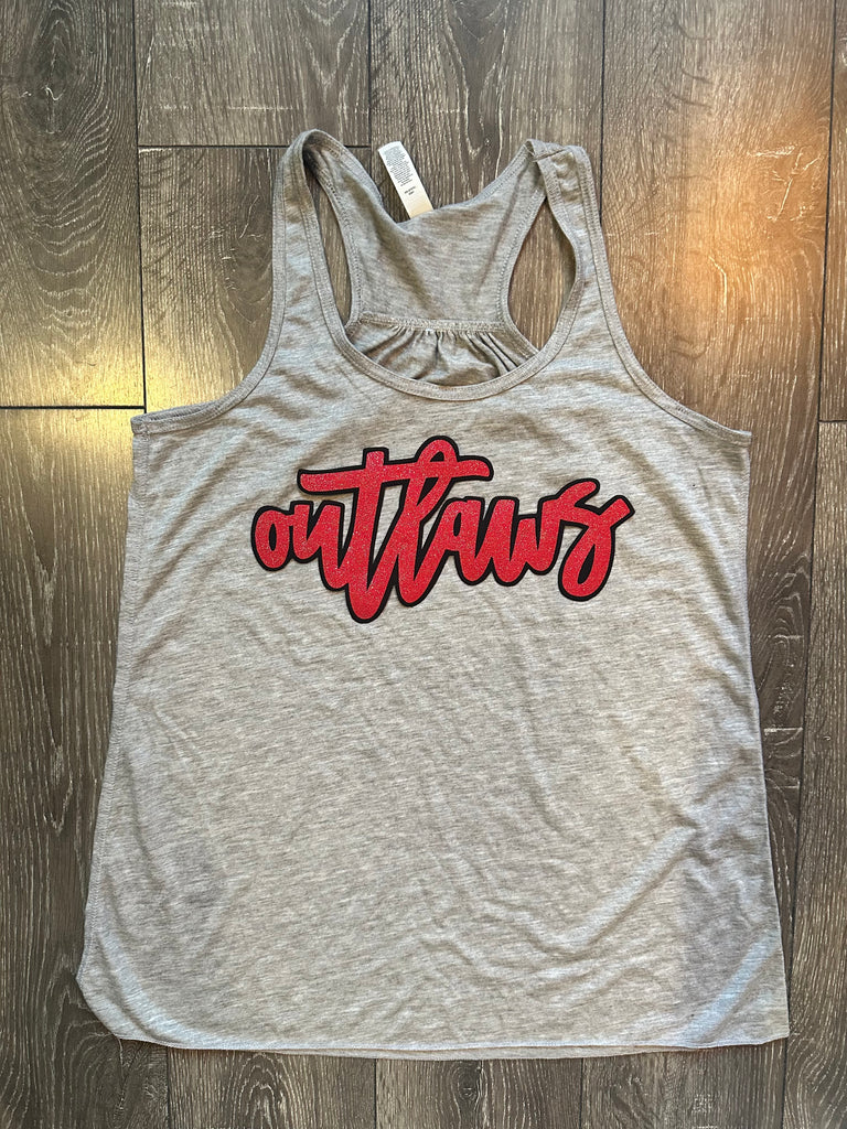 CURSIVE OUTLAWS - GREY RACERBACK TANK