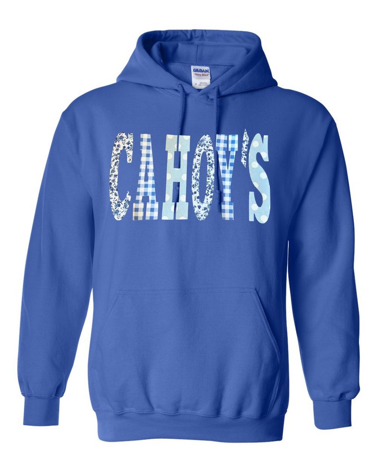 PATCHWORK CAHOY'S - BLUE HOODIE (YOUTH + ADULT)