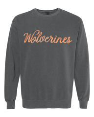 ORANGE GINGHAM WOLVERINES - PEPPER COMFORT COLORS CREW
