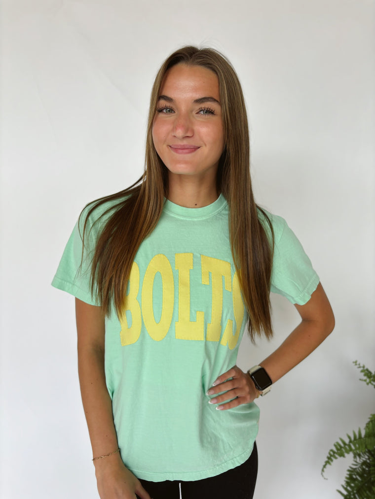 VARSITY YELLOW BOLTS - MINT TEE