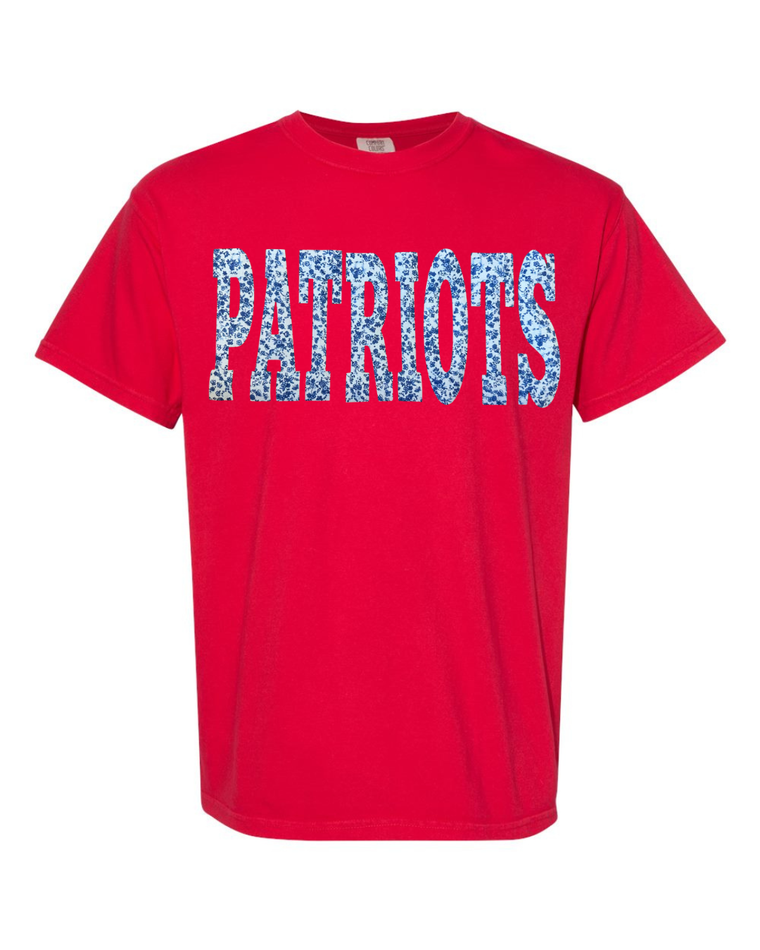 BLUE FLORAL PATRIOTS - RED TEE