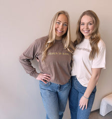 EMBROIDERED JESUS IS KING - BROWN COMFORT COLORS LONG SLEEVE TEE