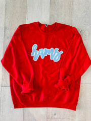 CURSIVE RAMS - RED GILDAN CREW (YOUTH + ADULT)