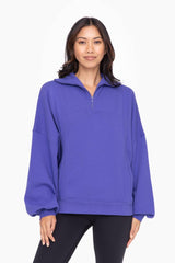 Mono B - Oversized Half Zip Pullover: HEATHER GREY / S:M:L (2:2:2)