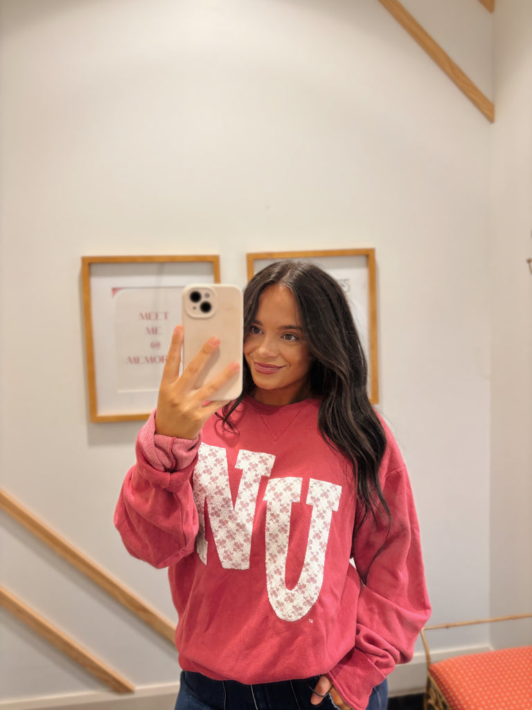 LACE NU - RED COMFORTWASH CREWNECK
