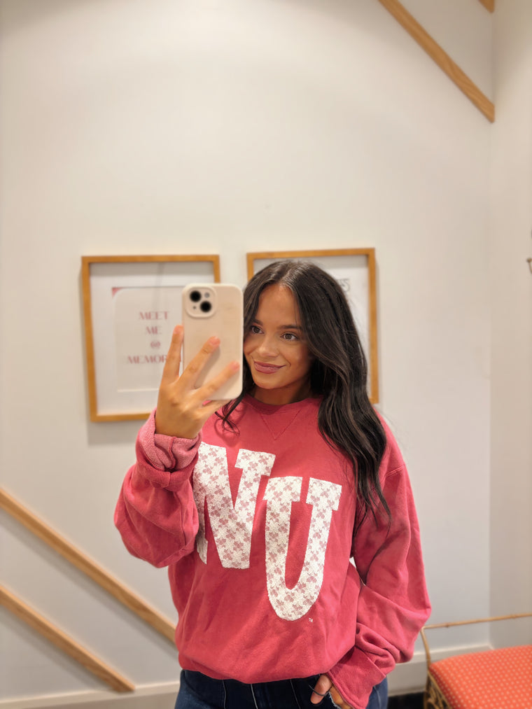 LACE NU - RED COMFORTWASH CREWNECK