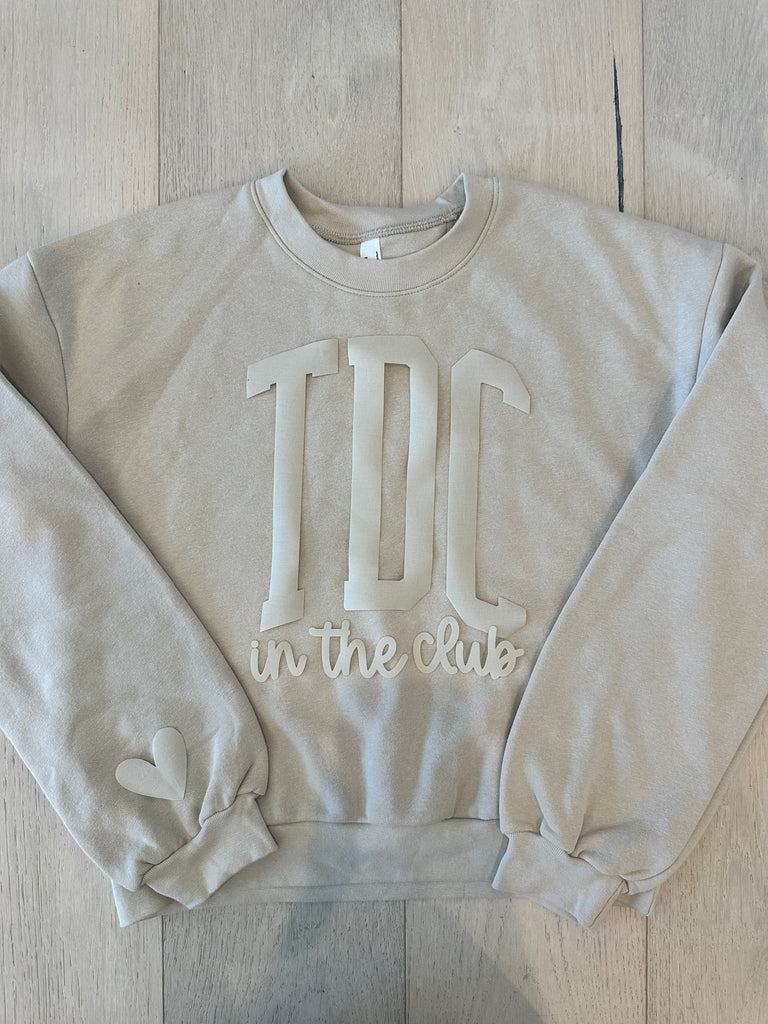 TDC IN THE CLUB + HEART - BONE FLEECE CROP CREW