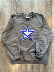 STARS LOGO - GREY SUEDED CREW