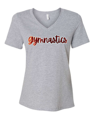 RED METALLIC/WHITE GYMNASTICS  - BLUE WOMENS V-NECK