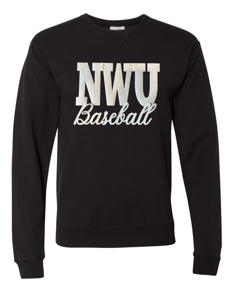 NWU BASEBALL (BEIGE POLKA DOT + GOLD METALLIC) - BLACK COMFORTWASH CREW