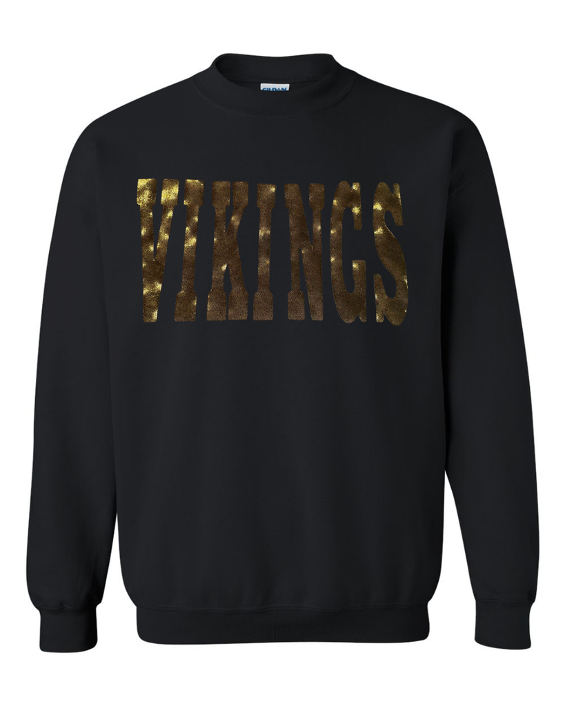 BLACK/GOLD METALLIC VIKINGS - BLACK GILDAN CREW