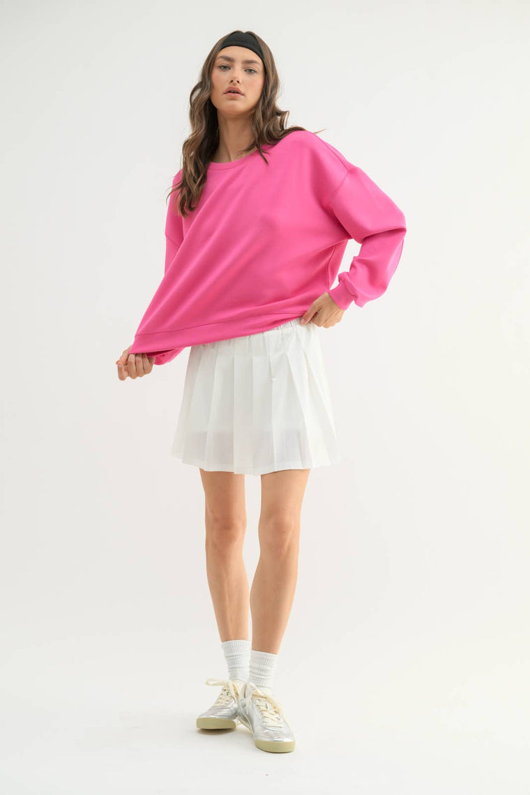 FUCHSIA CROP CREW / S