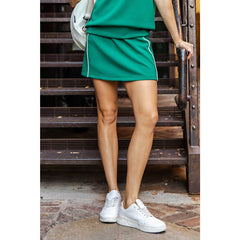 Rae Mode - MODAL SCUBA FLAT PIPING SKORT: Black/Cream / S-M-L(2-2-2)