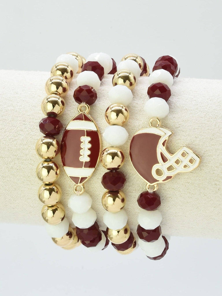 MiMi Wholesale - CB2301 Game Day Football Helmet Charm Bracelet: Red White
