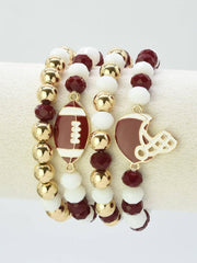 MiMi Wholesale - CB2301 Game Day Football Helmet Charm Bracelet: Red White