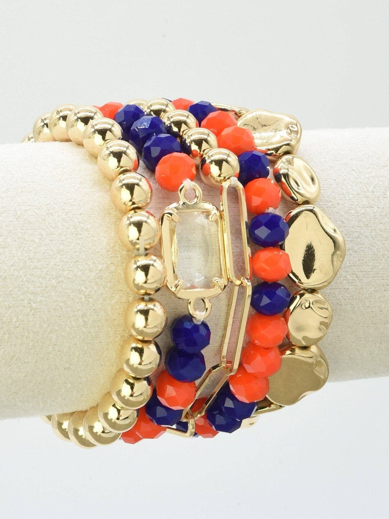 MiMi Wholesale - CB2286 CCB Multi Strand Bead Bracelet Set: Red White