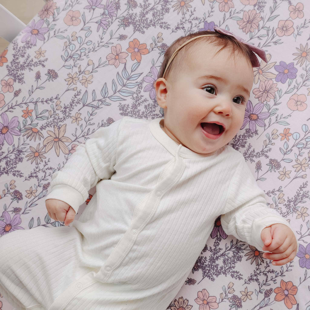 Copper Pearl - Premium Knit Fitted Crib Sheet - Flora