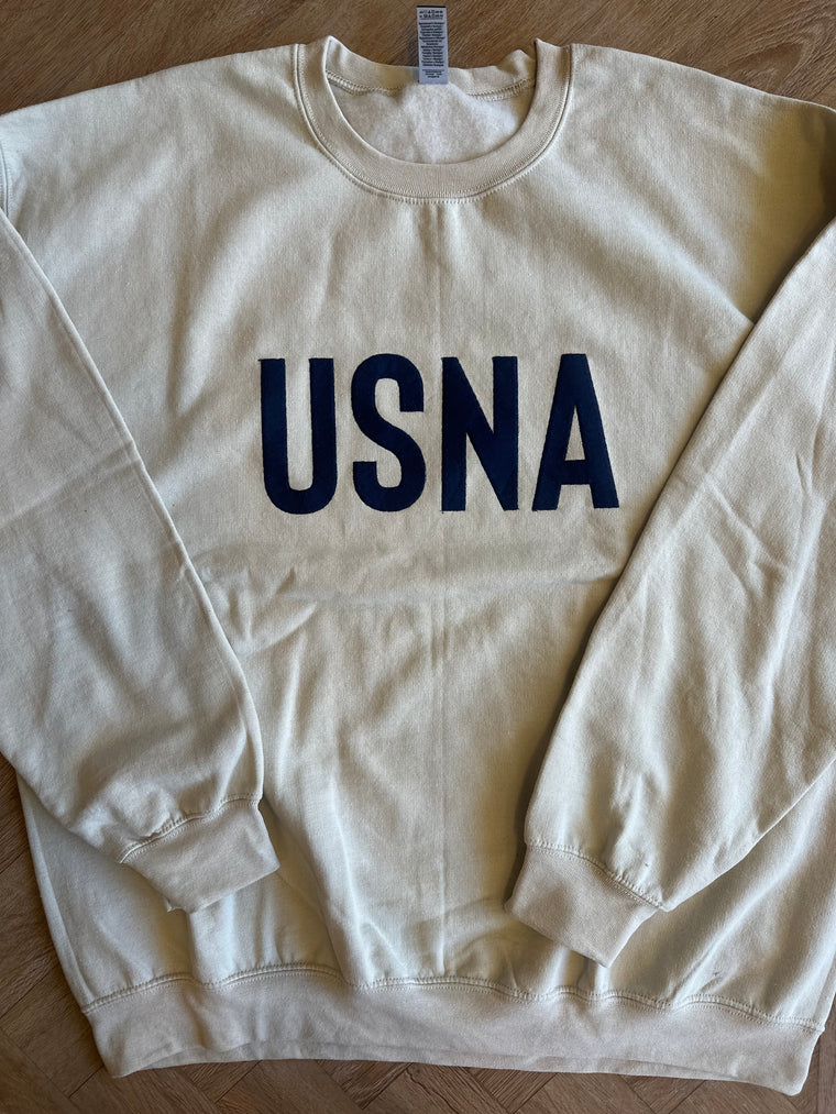 BLOCK NAVY USNA - SAND GILDAN CREW