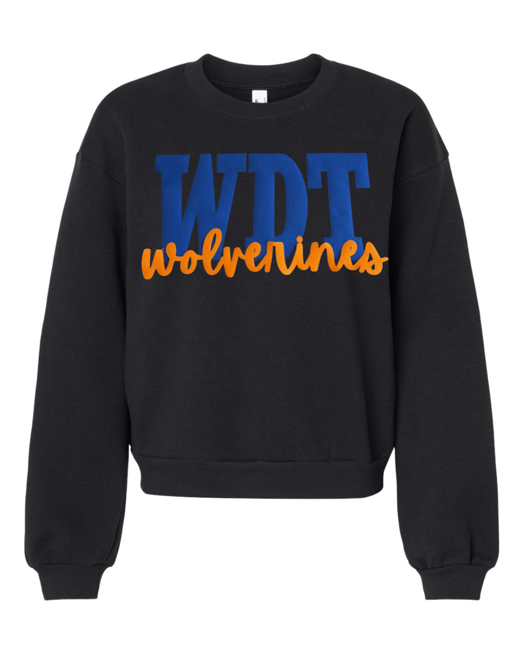 BLUE METALLIC WDT ORANGE WOLVERINES - BLACK CROP CREW