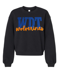BLUE METALLIC WDT ORANGE WOLVERINES - BLACK CROP CREW