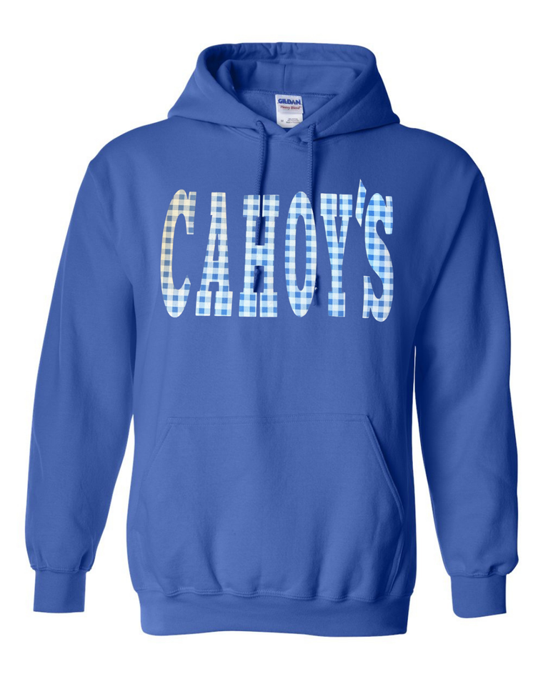 BLUE GINGHAM CAHOY'S - BLUE HOODIE (YOUTH + ADULT)