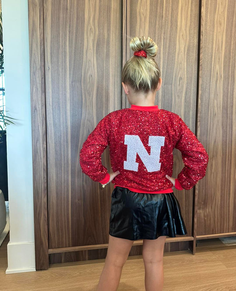 WHITE SEQUIN N - RED SEQUIN JACKET (TODDLER - YOUTH) (PRE-ORDER)