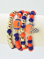 MiMi Wholesale - CB2301 Game Day Football Helmet Charm Bracelet: Red White