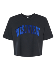 BLUE METALLIC WESTVIEW - BLACK CROP TSHIRT
