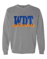 BLUE METALLIC WDT ORANGE WOLVERINES - GREY COMFORT COLORS CREW