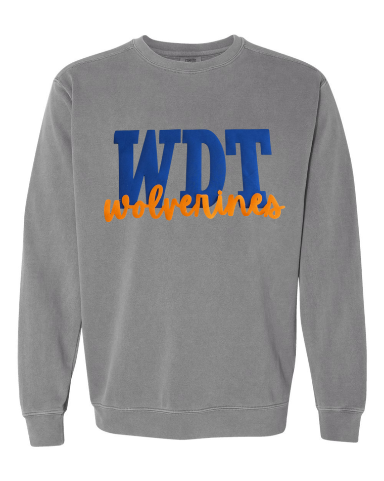 BLUE METALLIC WDT ORANGE WOLVERINES - GREY COMFORT COLORS CREW