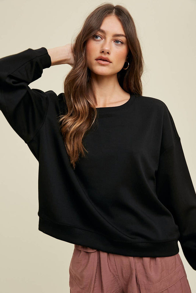 Wishlist Apparel - SCUBA RELAXED CROP SWEATSHIRT / WL22-7352: LIME / S