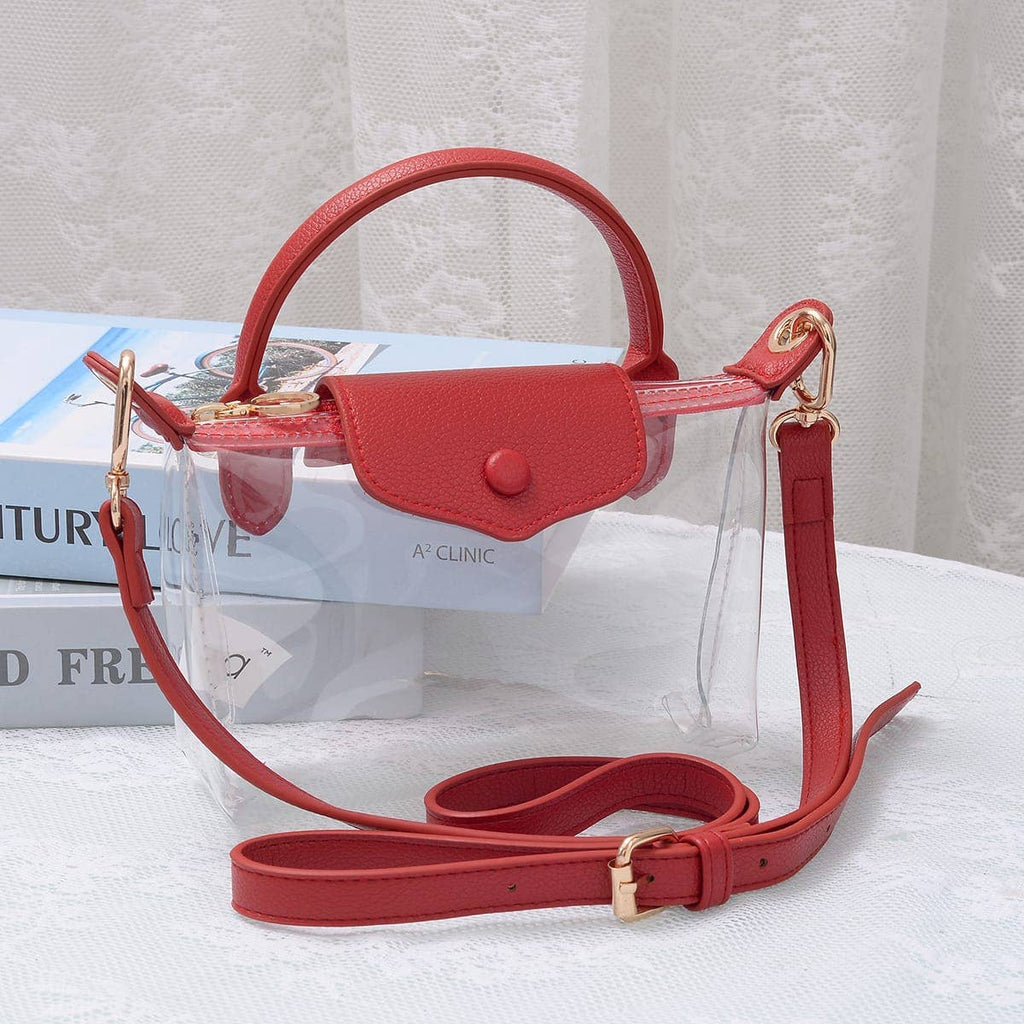 MiMi Wholesale - CB781 Gladys Clear Gameday Mini Crossbody Bag: Red