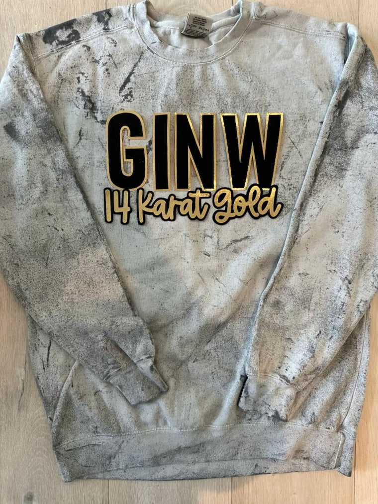 GINW 14 KARAT GOLD - GREY DYED COMFORT COLORS CREWNECK