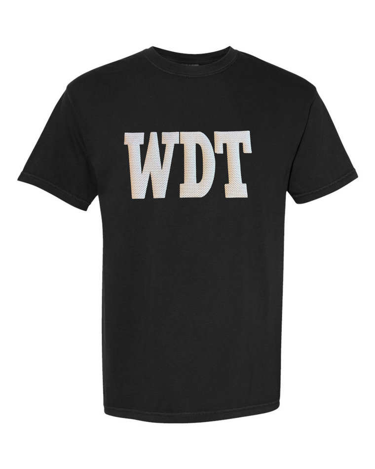 WHITE/BLACK POLKA DOT WDT - BLACK TSHIRT