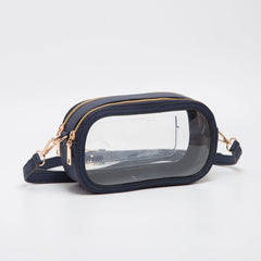 MiMi Wholesale - TG10552 Double Zipper Oval Clear Gameday/Stadium Bag: Tan