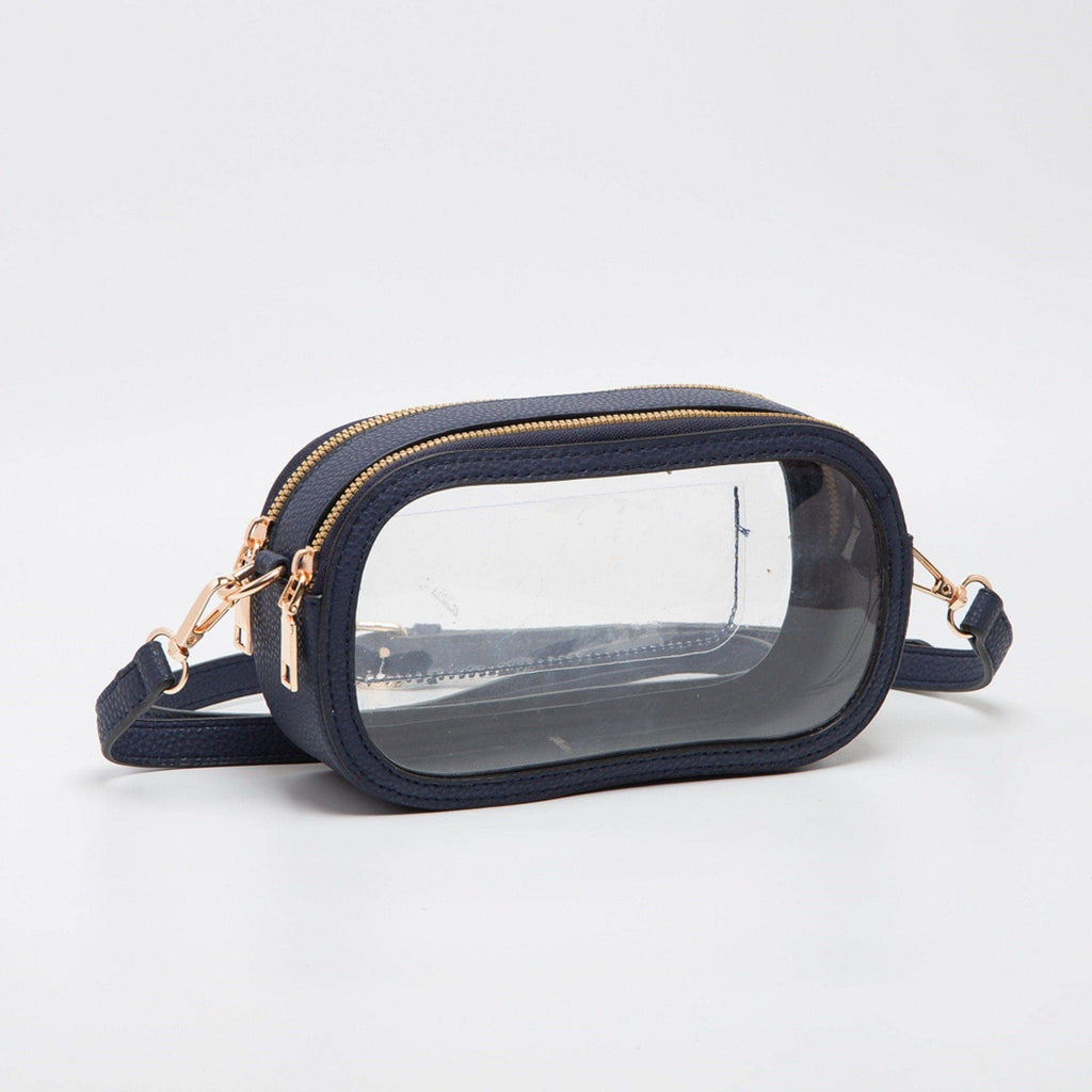 MiMi Wholesale - TG10552 Double Zipper Oval Clear Gameday/Stadium Bag: White