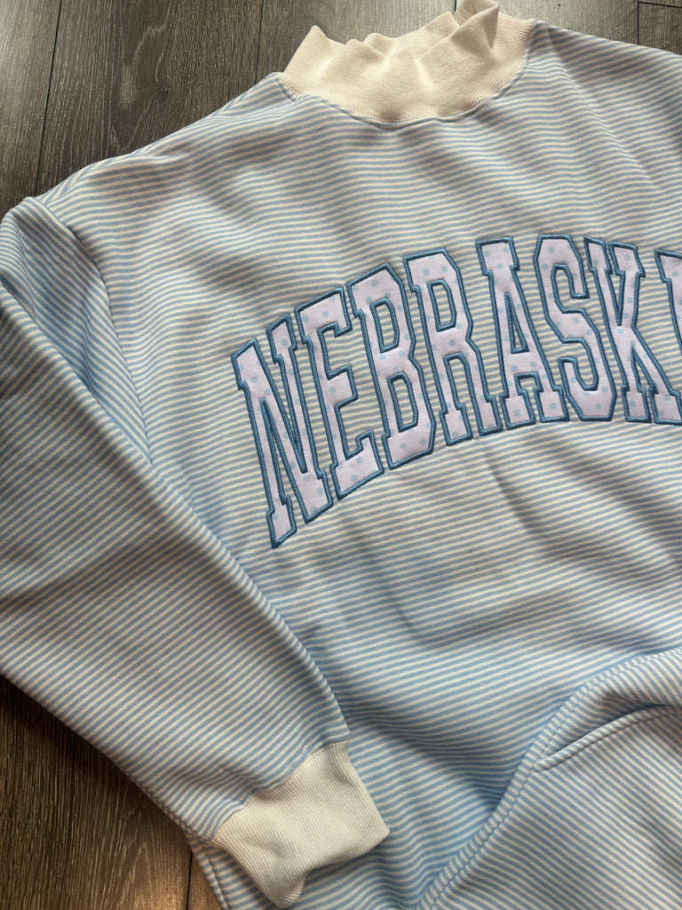 NEBRASKA - BLUE STRIPED MOCKNECK SET
