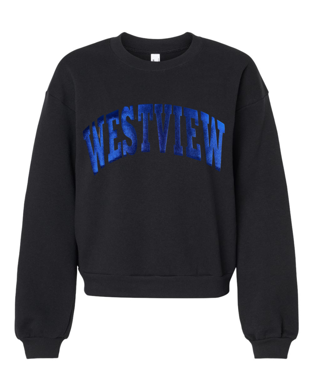 BLUE METALLIC WESTVIEW - BLACK CROP CREWNECK