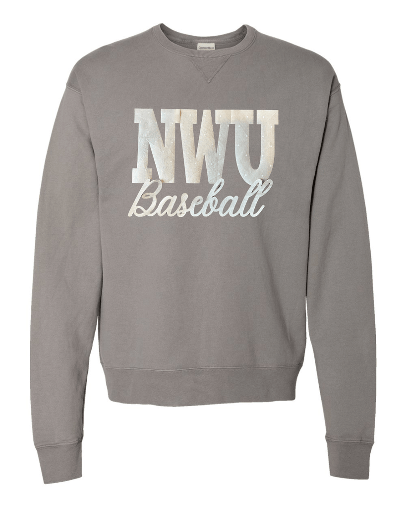 NWU BASEBALL (BEIGE POLKA DOT + GOLD METALLIC) - GREY COMFORTWASH CREW