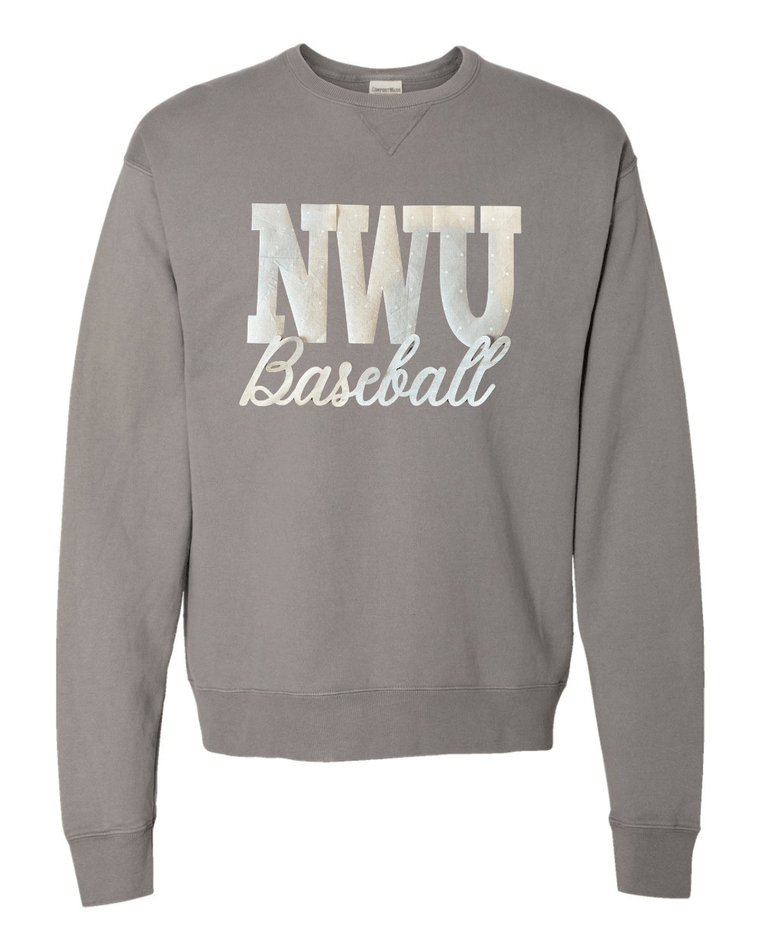 NWU BASEBALL (BEIGE POLKA DOT + GOLD METALLIC) - GREY COMFORTWASH CREW