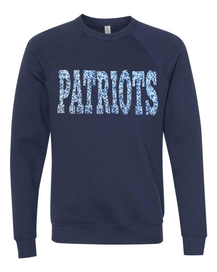 BLUE FLORAL PATRIOTS - NAVY SPONGE CREW