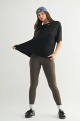 Mono B - Brushed Hacci Oversized Boyfriend Tee: 2TONE GREY / S:M:L (2:2:2)