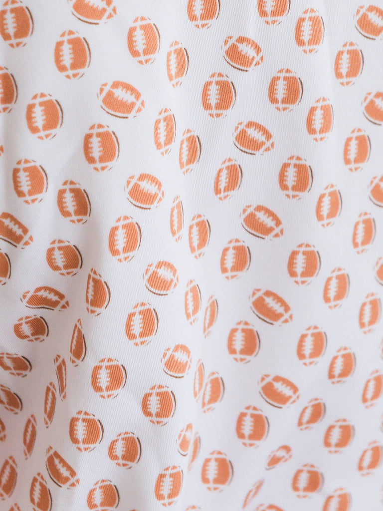 RuffleButts + RuggedButts - Boys Football Frenzy Knit Short Sleeve Performance Polo: White / 5