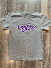 CURSIVE EAGLES - GREY COMFORT COLORS TEE